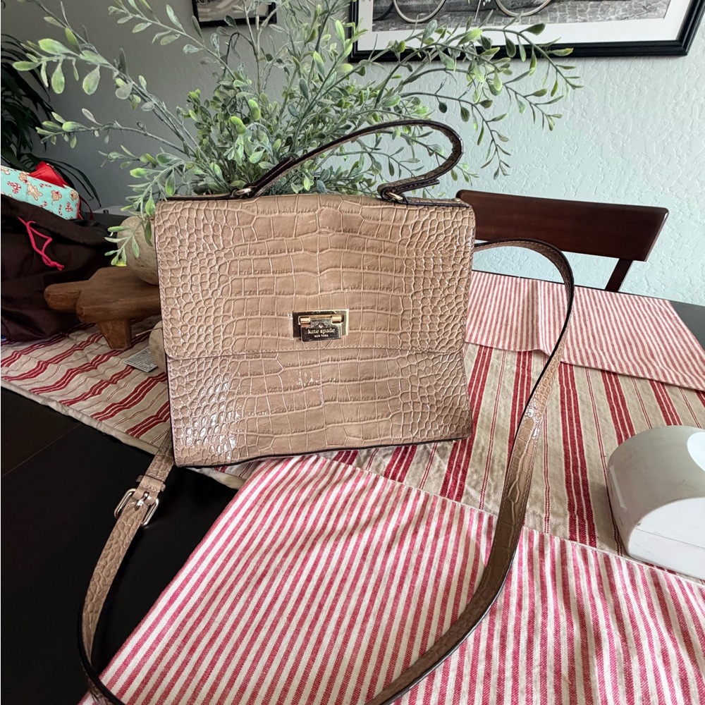 Kate Spade Croc-Embossed Brown Satchel